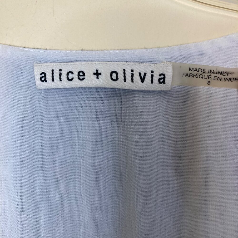 Alice + Olivia Dress Womens 8 FLAWED Nance Smocked Waist Embroidered Boho - Picture 3 of 13